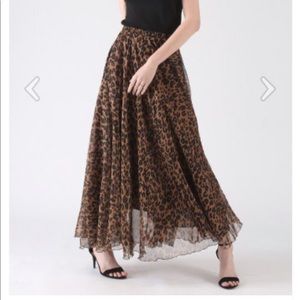 Chicwish leopard watercolor maxi skirt in brown